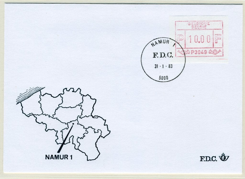 (B) Enveloppe ATM49 FDC 1983 - Namur 1 (P3049), Envoi, Affranchi, Oblitération 1er jour