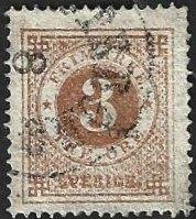 1 Postzegel Zweden 1872 Cirkel met cijfer, Enlèvement ou Envoi, Suède, Affranchi