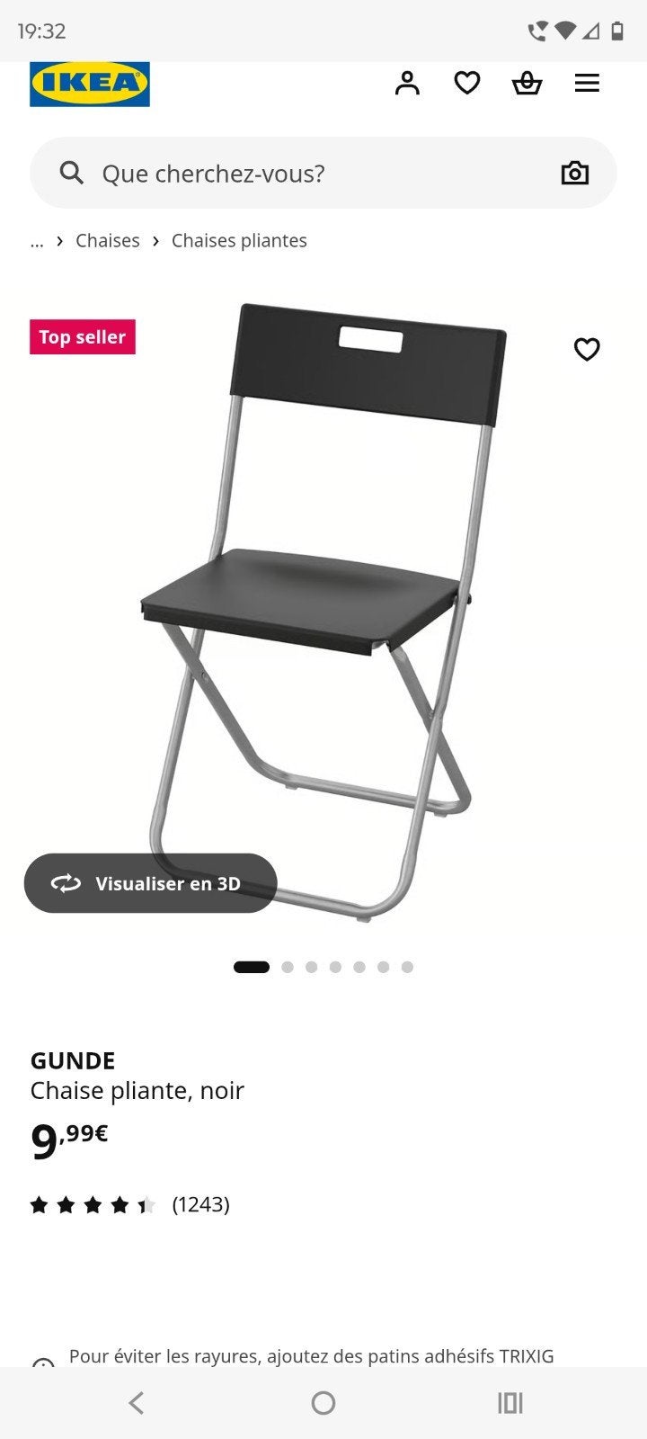 4 chaises ikea, Enlèvement