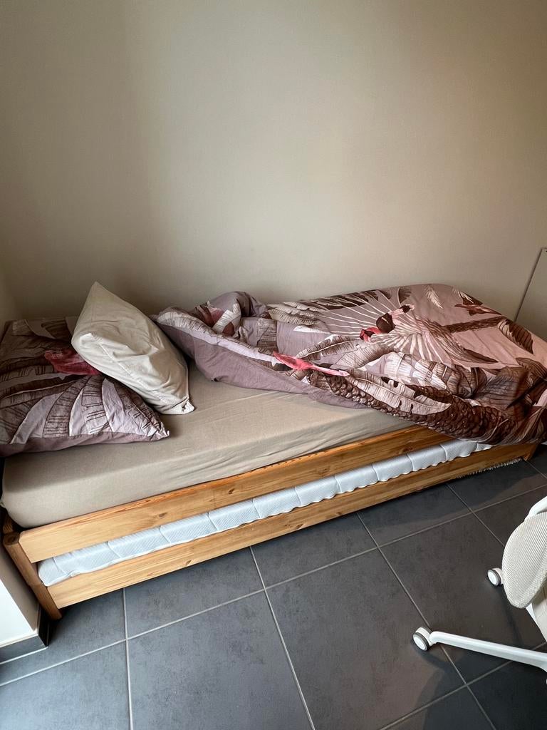 Single double Bed + 2 matrassen GRATIS, Maison & Meubles, Chambre à coucher | Lits, Comme neuf, Enlèvement