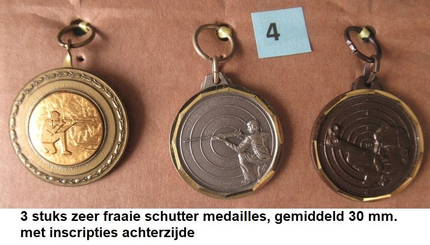 schietsport, set van 3 stuks hele fraaie medailles, geweer, Postzegels en Munten, Penningen en Medailles, Overige materialen, Ophalen of Verzenden
