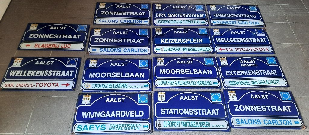 Emaille straatnaambord Aalst / Oilsjt 70€/stuk, Enlèvement