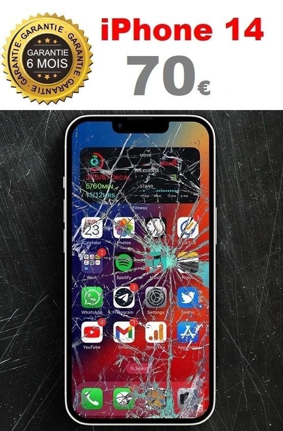 Réparation écran iPhone 14 pas cher à Bruxelles, Garantie, Ophalen, Overige typen, Apple iPhone