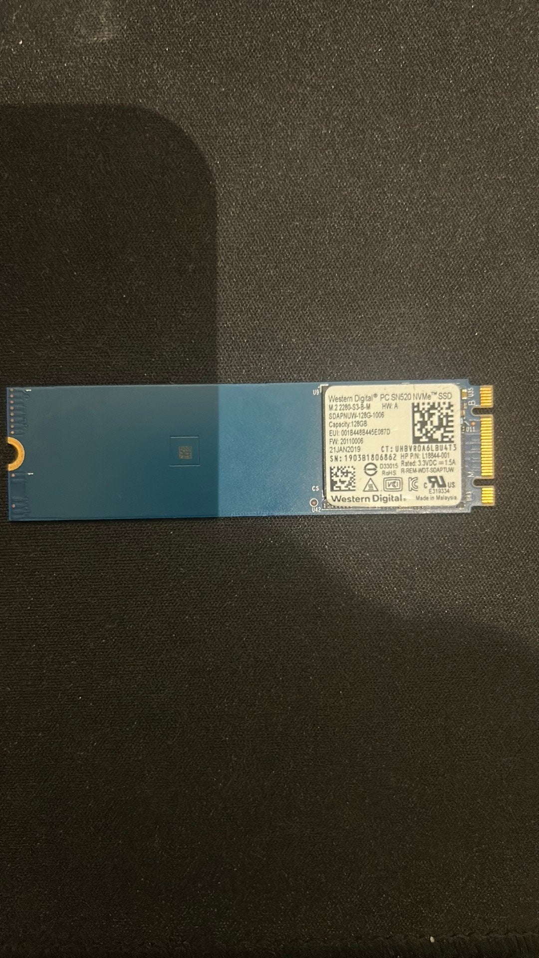 128gb M.2 NVMe SSD western digital, Enlèvement ou Envoi, Comme neuf, SSD