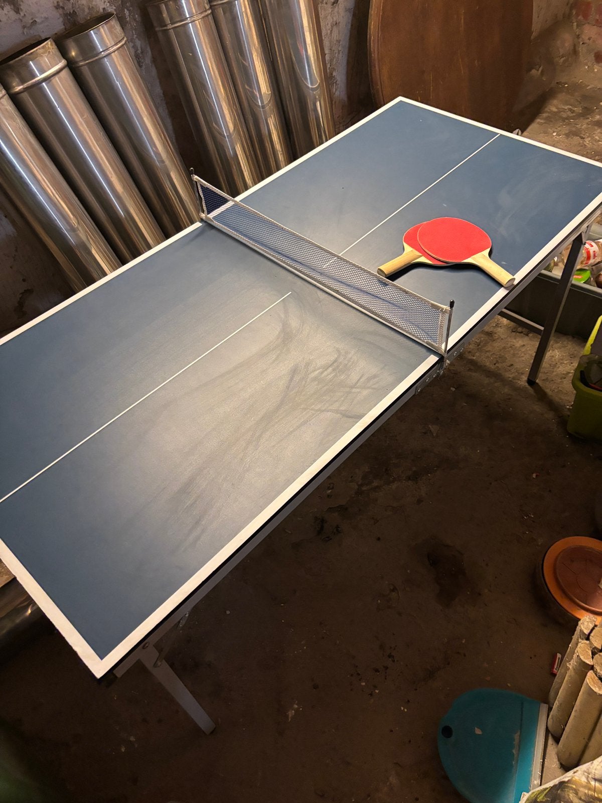 Table de ping-pong pliante RISHER + 2 raquettes, Enlèvement, Comme neuf, Pliante