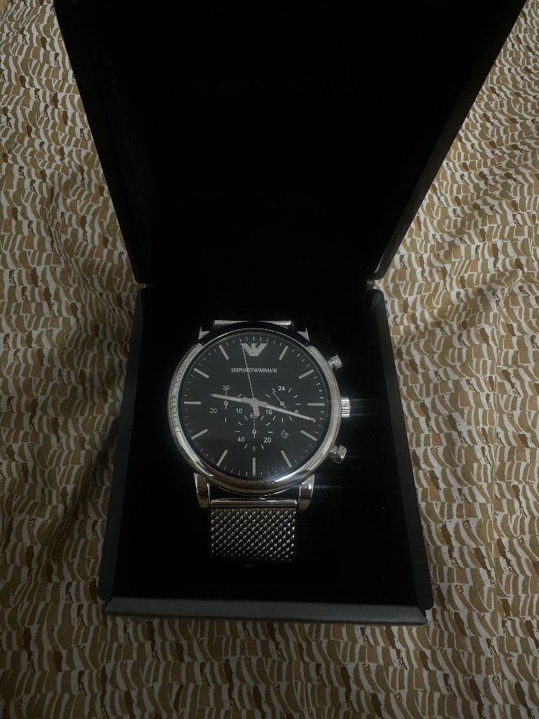 Armani horloge, Handtassen en Accessoires, Horloges | Heren, Staal, Staal, Polshorloge, Zo goed als nieuw