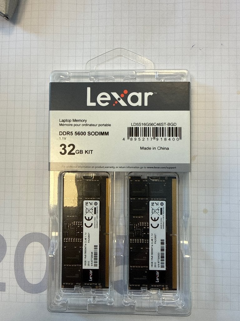 Lexar SODIMM 32GB (2x16GB) DDR5 RAM 5600MHz, Computers en Software, RAM geheugen, 32 GB, Nieuw, Ophalen of Verzenden, DDR5