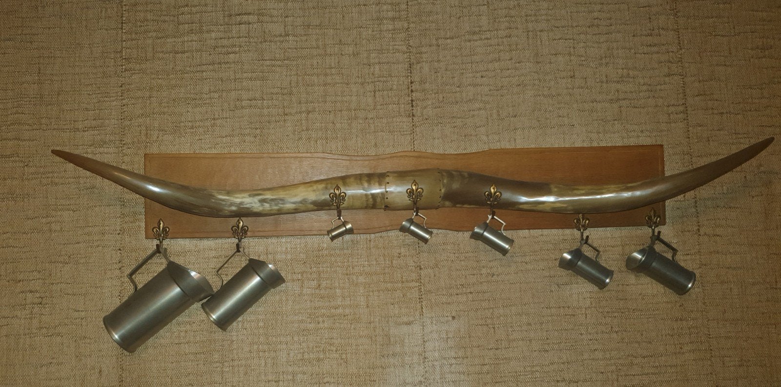 Cornes de bovin avec chopes en étain, Antiquités & Art, Enlèvement