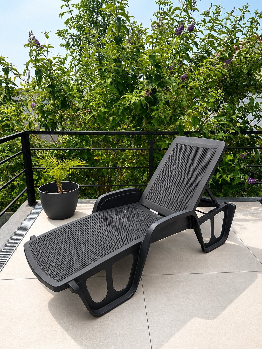 Transat de jardin anthracite, Tuin en Terras, Ophalen of Verzenden, Zo goed als nieuw, Rotan