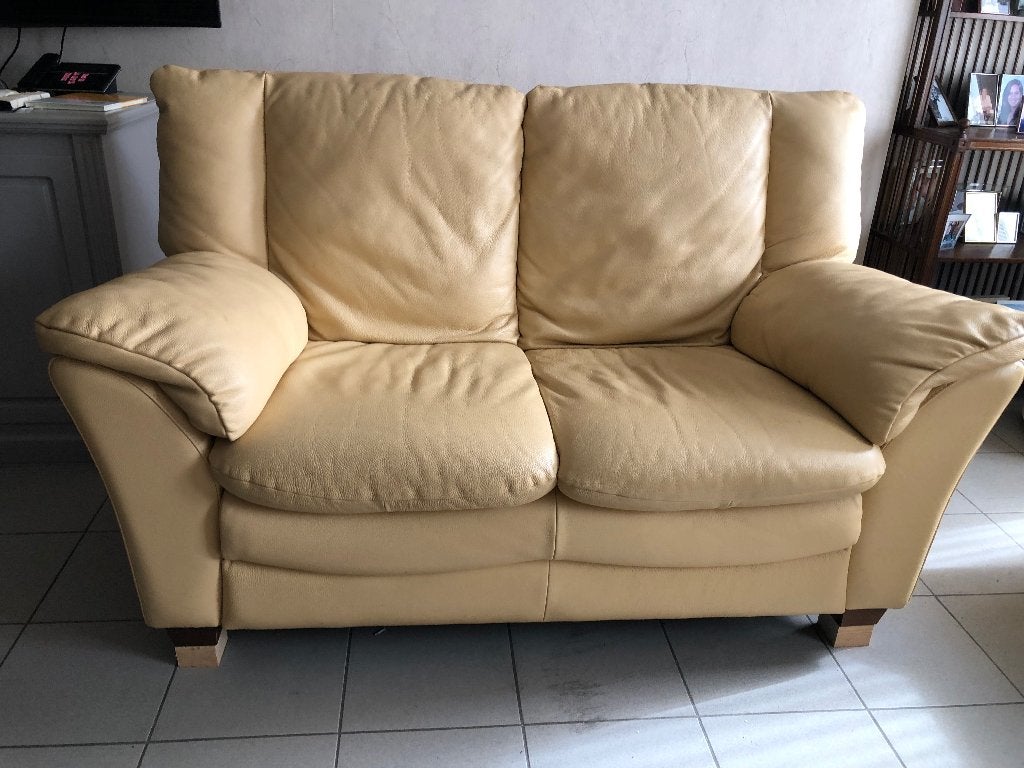 Lederen zetel, Huis en Inrichting, Ophalen, Gebruikt, Tweepersoons, Leer