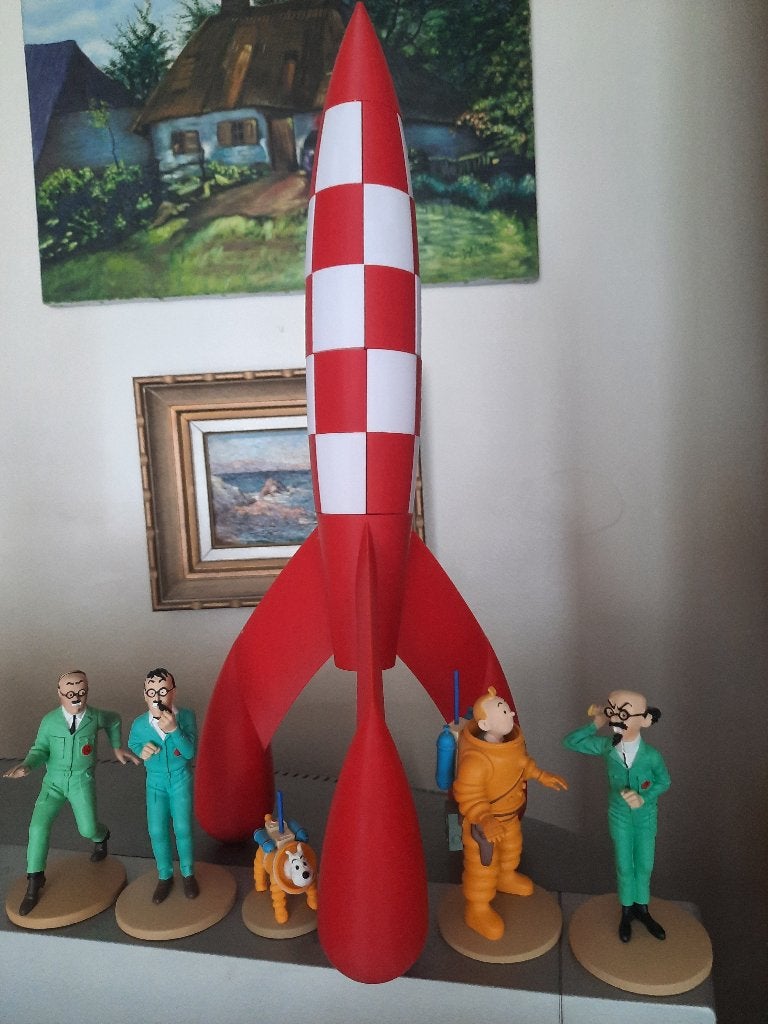 Fusée tintin 50cm. réalisation artisanale, Enlèvement ou Envoi, Tintin, Neuf, Statue ou Figurine