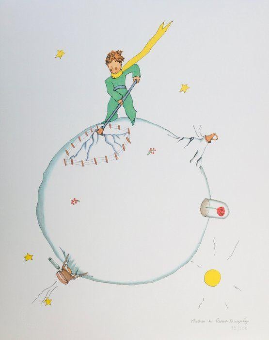 SAINT-EXUPERY, ' De kleine prins '. Gesigneerd lithografie, Antiek en Kunst, Ophalen of Verzenden