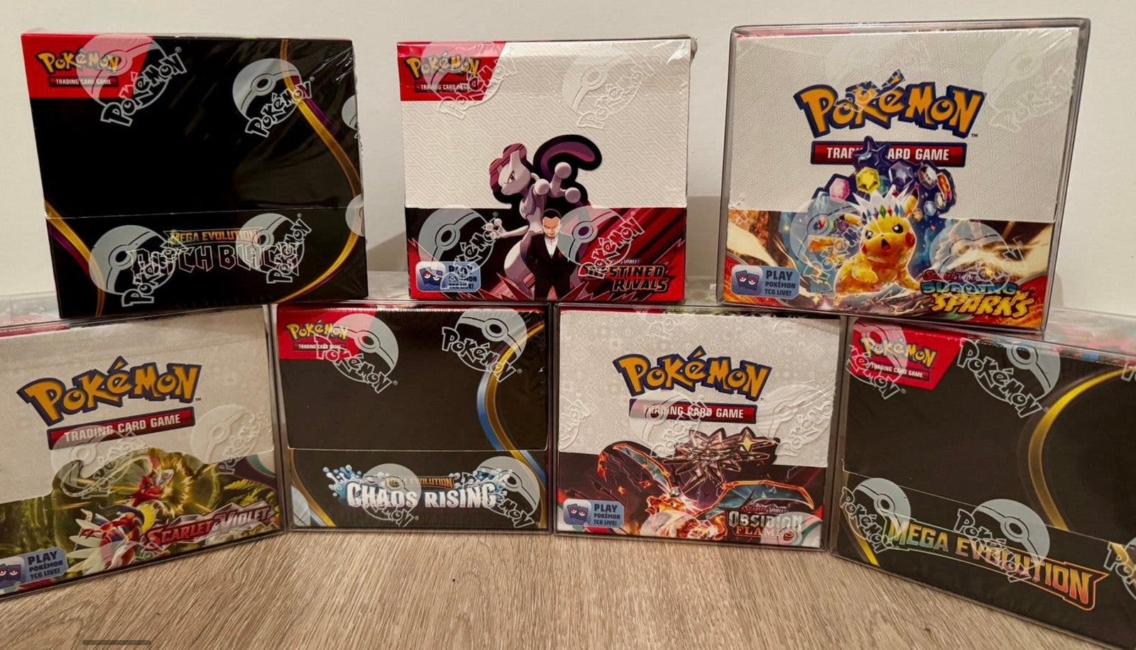 Sealed Pokémon Boosterbox Engels - o.a. Destined Rivals, Ophalen of Verzenden, Nieuw, Boosterbox, Foil