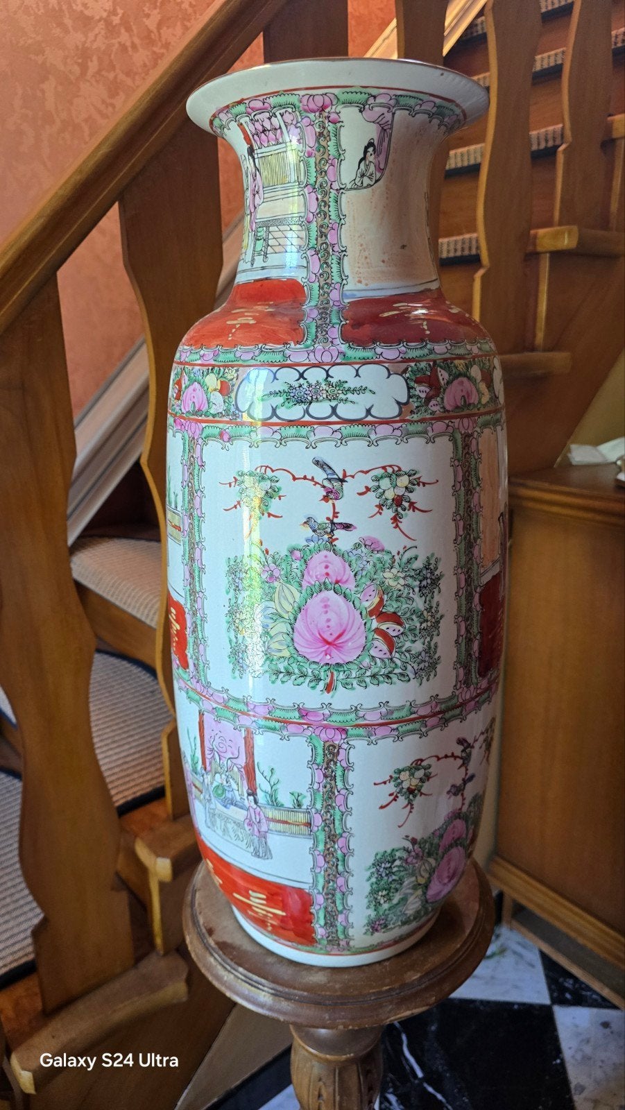 Imposante Vintage Chinese Vloervaas – Famille Rose / Canton, Antiek en Kunst, Ophalen
