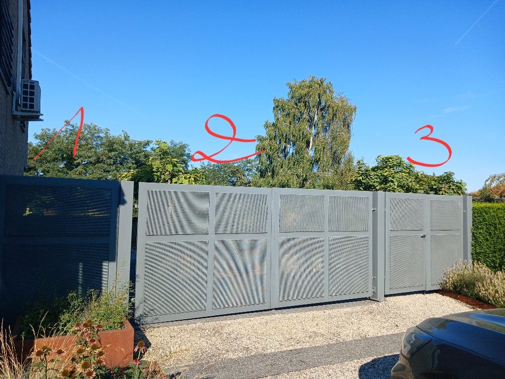 Geautomatiseerde Poort gepoederlakt, Tuin en Terras, Ophalen, Gebruikt, IJzer, Sierhekwerk