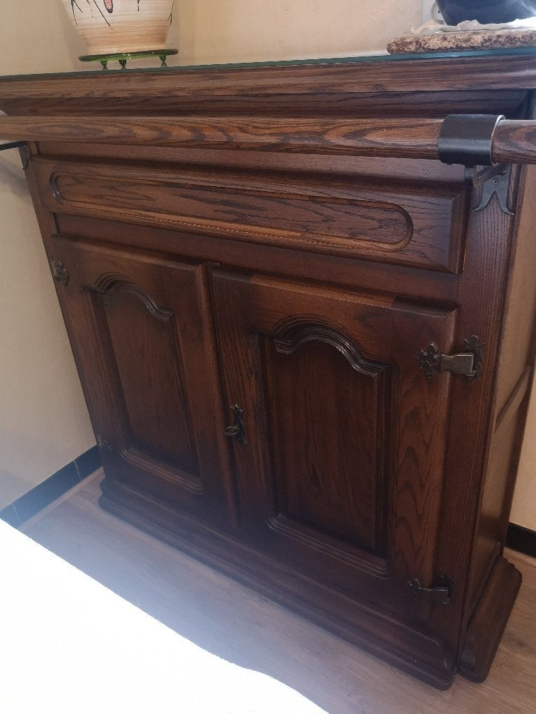 Eiken bar met 2 barkrukken, Ophalen
