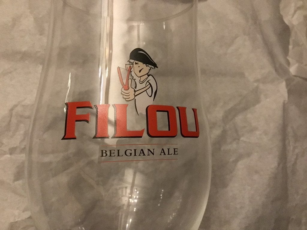 6 Filou bierglazen op voet kado tip verjaardag, Verzamelen, Ophalen of Verzenden, Zo goed als nieuw
