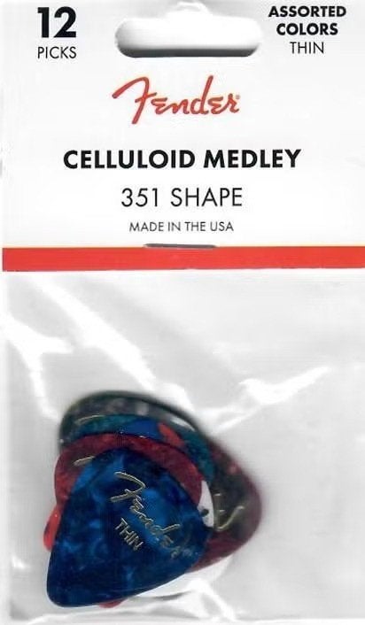 Fender 351 shape plectrum celluloid medley thin 12-pack, Muziek en Instrumenten, Ophalen of Verzenden, Nieuw, Drums of Percussie