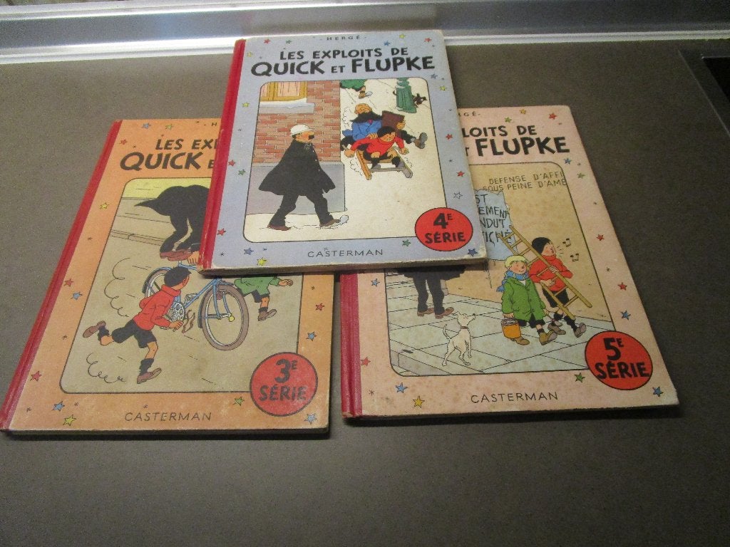 Les exploits de Quick et Flupke nrs 3, 4 et 5 - 1950, Boeken, Stripverhalen, Gelezen, Meerdere stripboeken, Ophalen of Verzenden