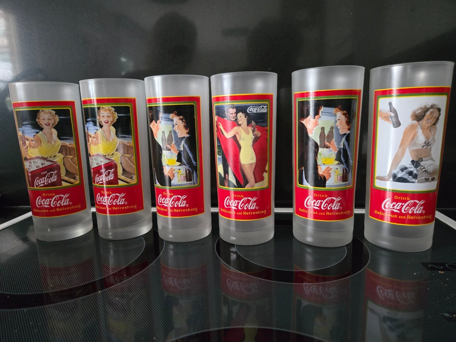 cola glazen met print foto, Collections, Verres & Petits Verres, Enlèvement