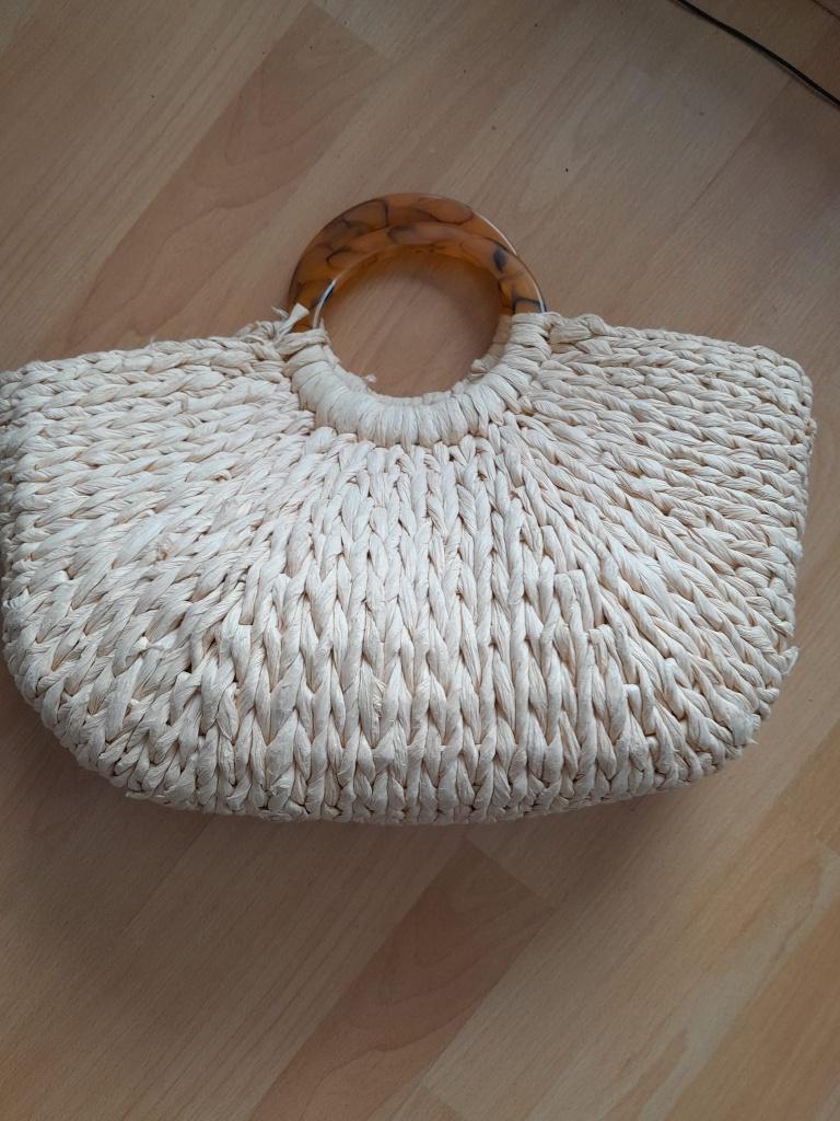 Sac élégant en raffia, Enlèvement, Comme neuf, Beige, Sac à main