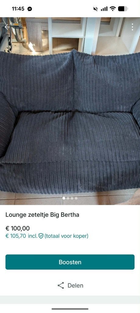 Big Bertha Lounge zeteltje kind, Huis en Inrichting, Zitzakken, Ophalen, Zo goed als nieuw, Grijs, Zitzak