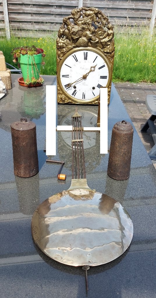 Horloge comtoise française avec clé, pendule et poids, Antiquités & Art, Enlèvement