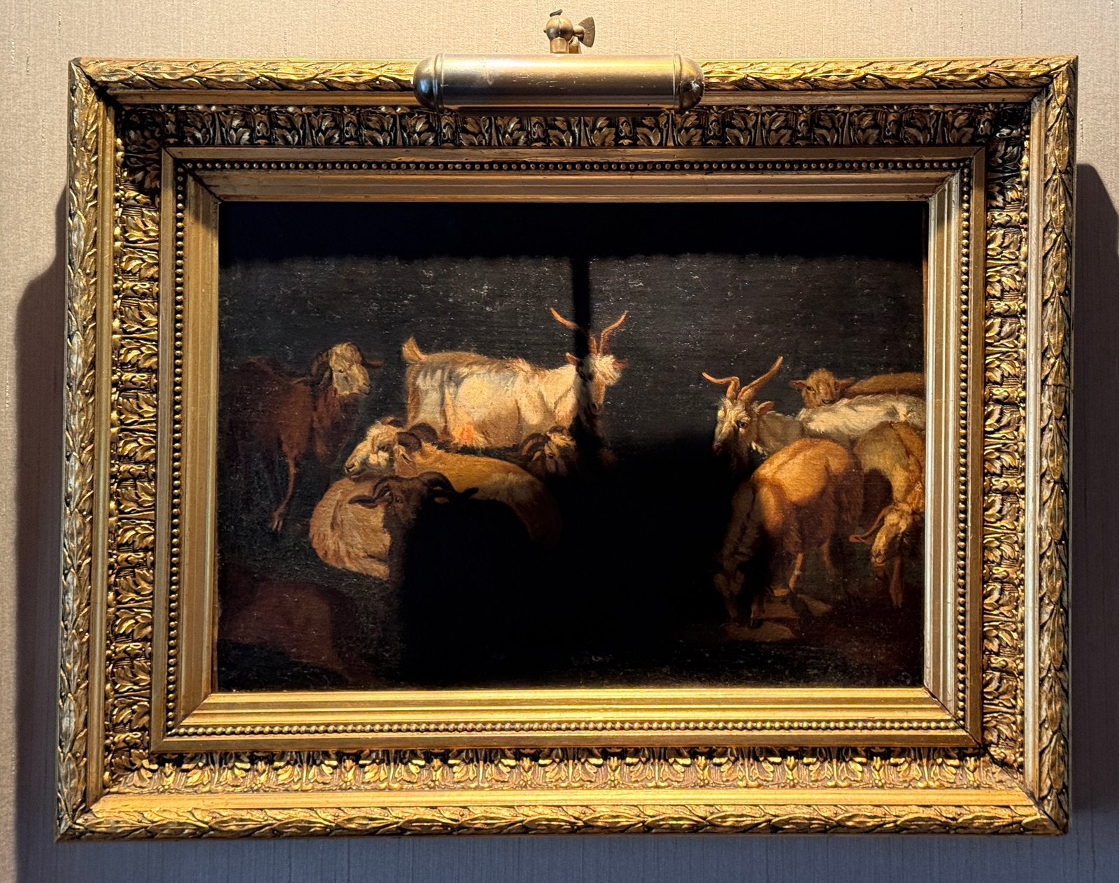Peinture à l'huile ancienne avec des moutons et des chèvres, Antiquités & Art, Enlèvement, Classique, Toile