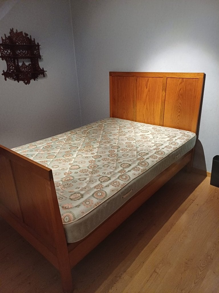 Antiek bed met matras, Autres dimensions, Queen size, Brun, Enlèvement