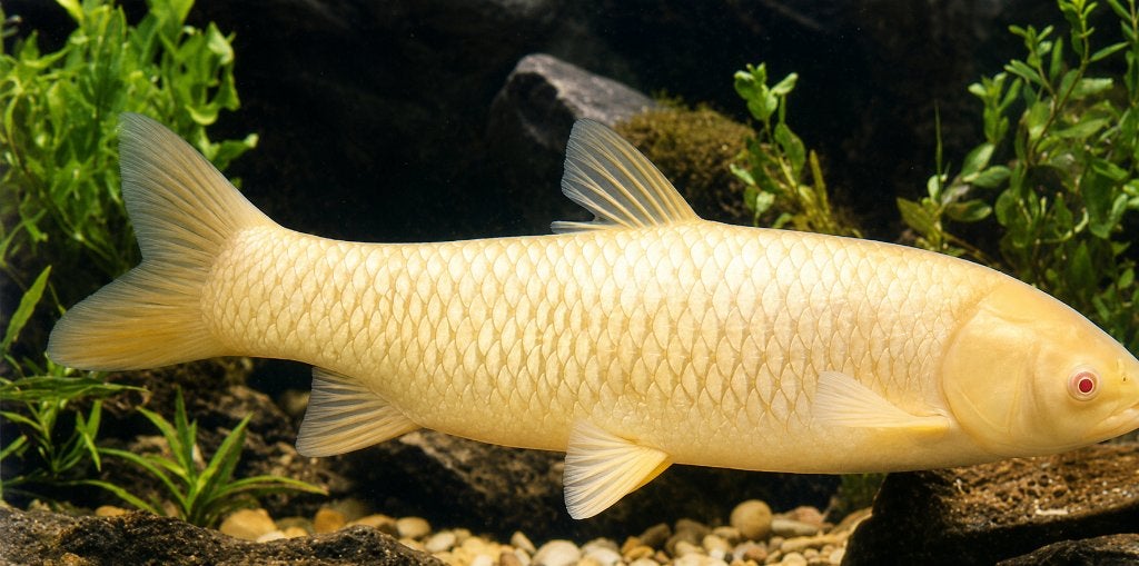 Albino graskarper XXL, Karper of Koi