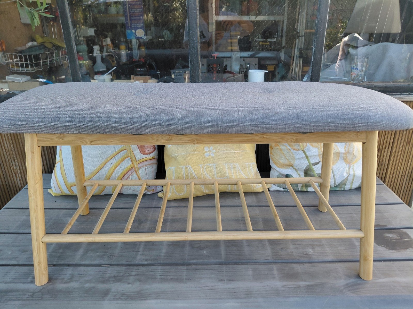petit banc en bambou Jysk, Maison & Meubles, Scandinave, Comme neuf, Enlèvement, Bois
