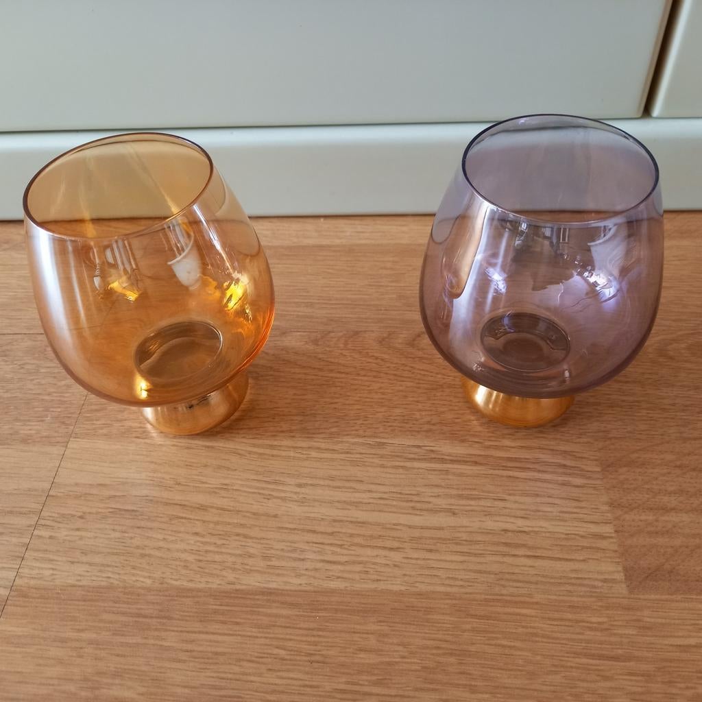 2 FANCY COGNACGLAZEN ❤️🧡💛💚, Ophalen of Verzenden
