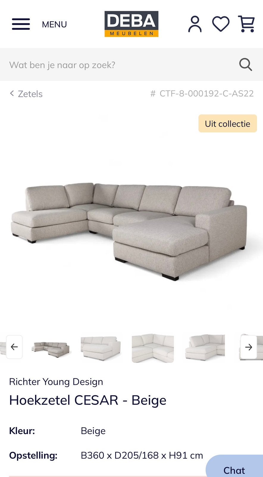 Hoekzetel CESAR - Beige nieuw, Ophalen, Zo goed als nieuw, Beige
