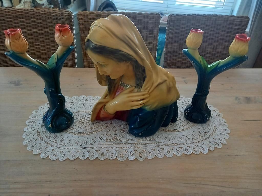 Madonna/maagd Maria en 2 kandelaars art Deco jaren '20, Enlèvement