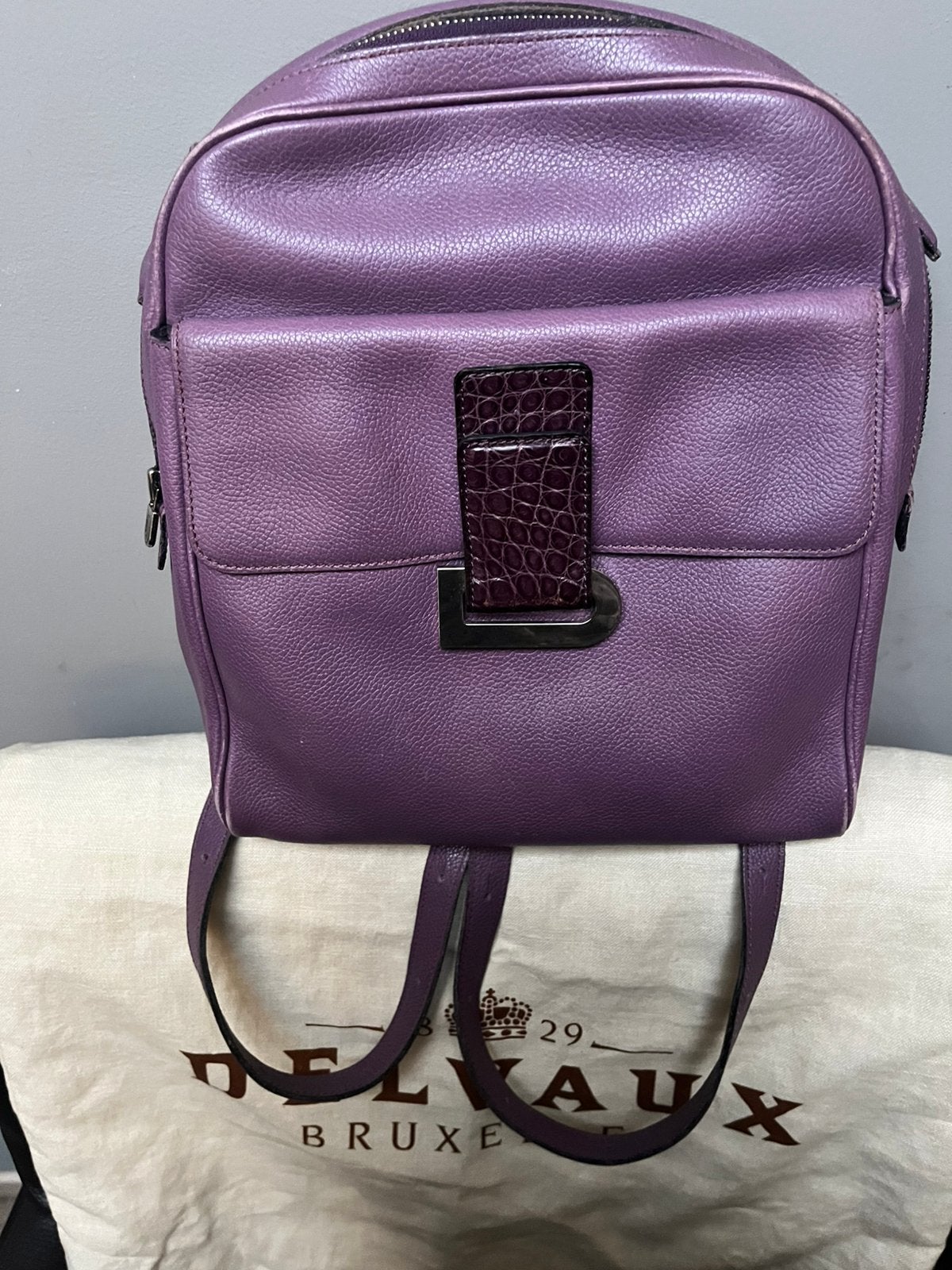 Delvaux Poirier rugzak – vintage, ca. 2006, Enlèvement ou Envoi, Utilisé, Violet, Autres types