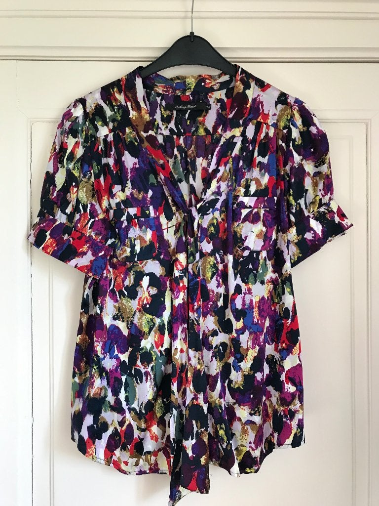 Meerkleurig zijden bloesje XANDRES - NIEUW, Kleding | Dames, Topjes, Maat 42/44 (L), Nieuw, Korte mouw, Xandres