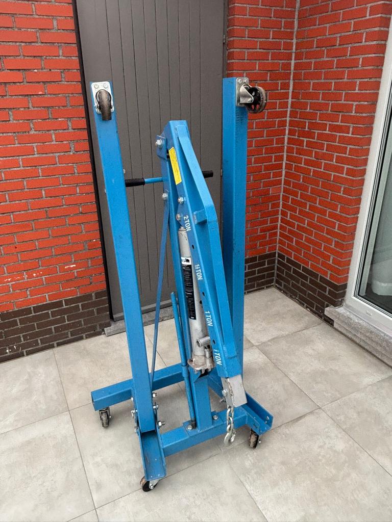 Hydraulische Motorkraan (2 Ton) – Werkplaatskraan te huur, Bricolage & Construction, Treuils et Palans, Enlèvement, Comme neuf
