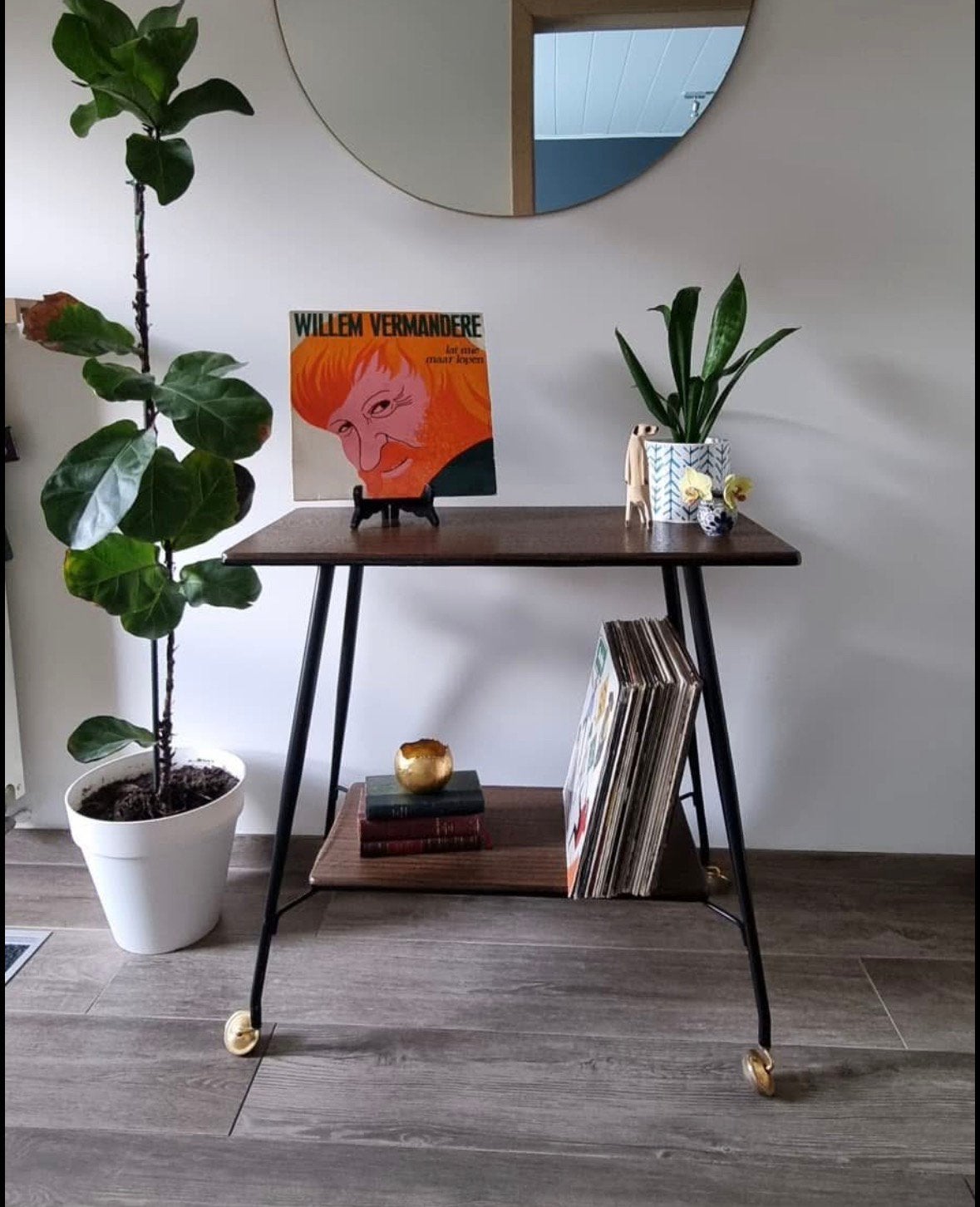 Mooi vintage midcentury trolley, Huis en Inrichting, Tafels | Sidetables, Ophalen, Zo goed als nieuw