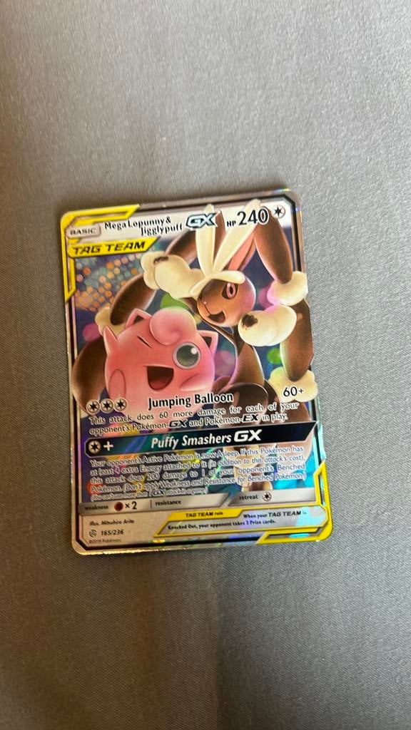Pokemon kaart mega lopunny&jigglypuff gx, Hobby en Vrije tijd, Verzamelkaartspellen | Pokémon, Ophalen of Verzenden, Zo goed als nieuw