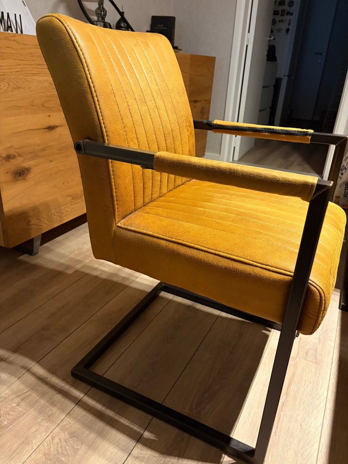 Prachtige Cognac Eetkamerstoelen (Industrieel), Ophalen, Gebruikt, Bruin, Leer