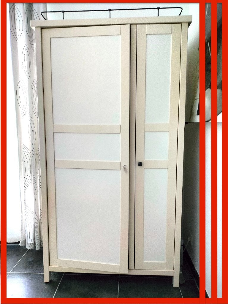 garde robe 197x106x57cm armoire penderie rangement dressing, Maison & Meubles, Avec tablette(s), Pin, 100 à 150 cm, Utilisé
