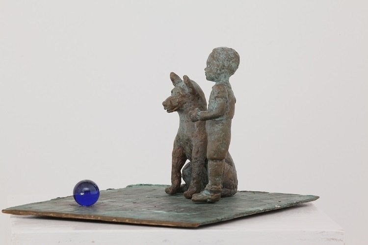 Kunsthandel Gennep - "Hondstrouw", Minder dan 20 cm, Ophalen of Verzenden, Brons, Op sokkel