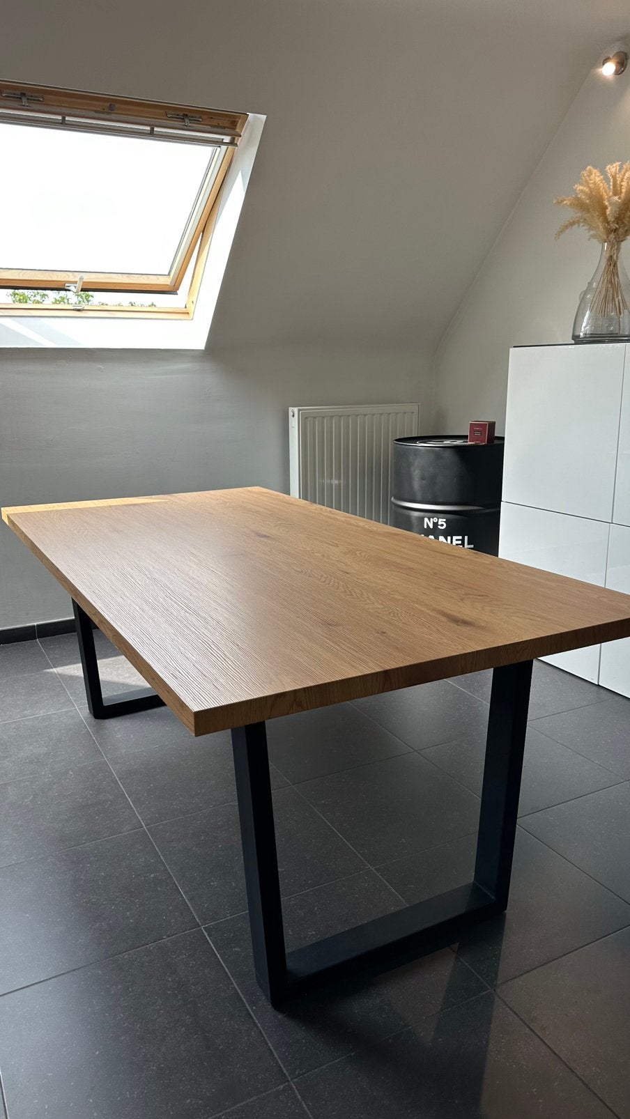 Table à manger bois et metal 200x100, Enlèvement, Comme neuf, Métal