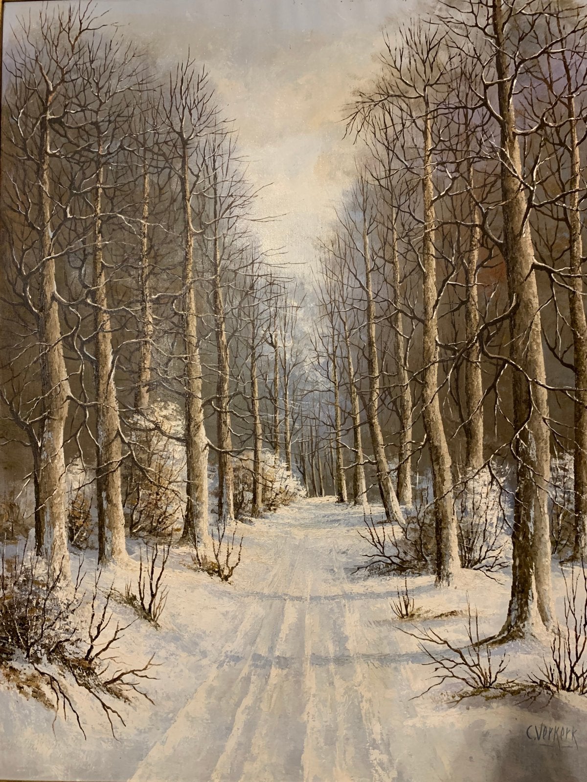 Peinture à l'huile de C. Verkerk, Enlèvement, Encadré, Peinture à l'huile