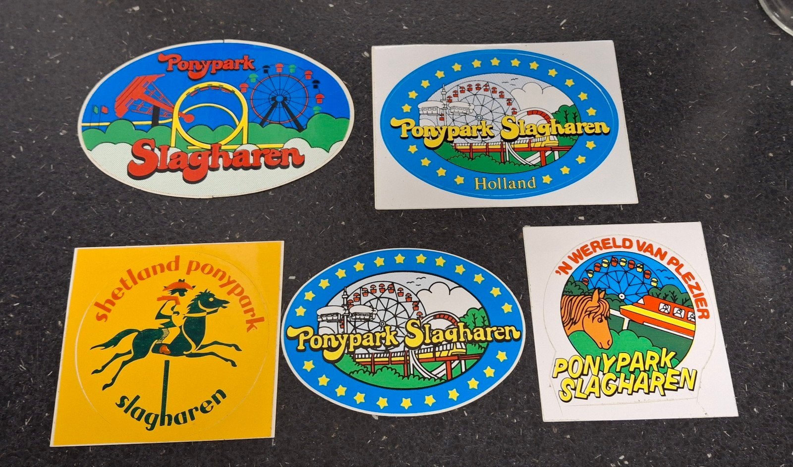 Lot de stickers : parc d'attractions, parc à poneys, Slaghar, Enlèvement ou Envoi, Comme neuf, Société ou Association