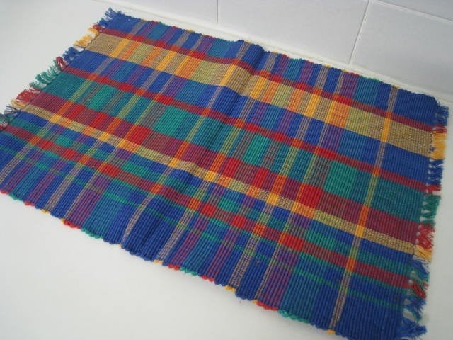 Placemat met gekleurde vierkanten, met franjes, 51x3cm, Huis en Inrichting, Ophalen, Placemat