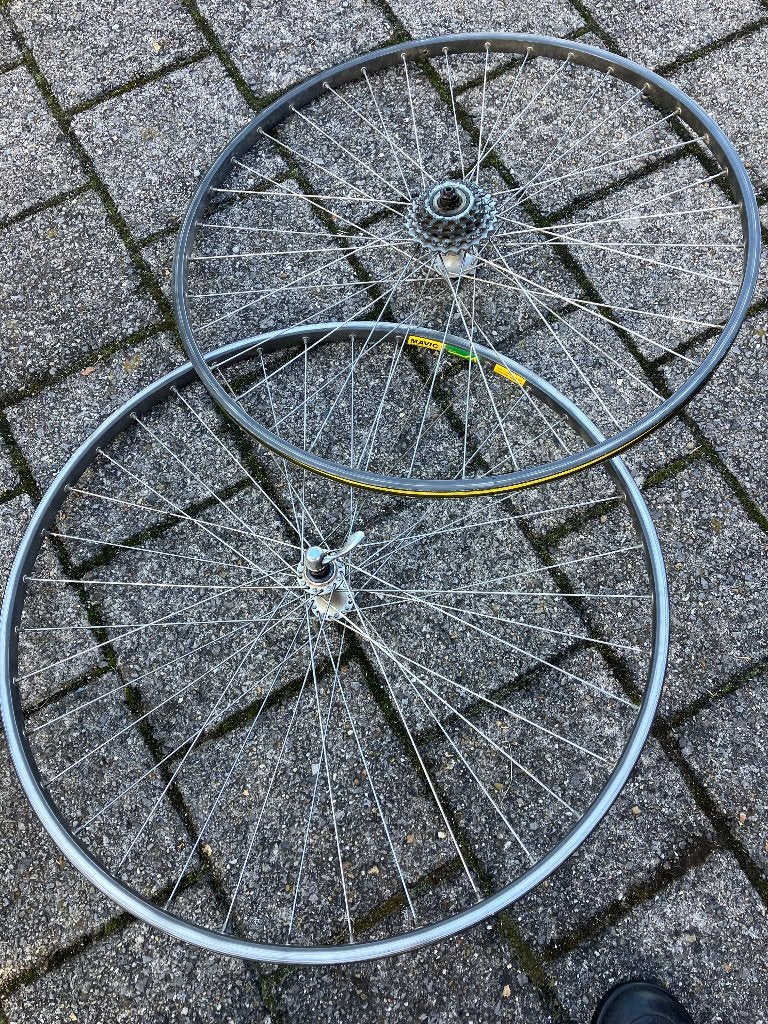 Set vintage koerswielen, Gebruikt, Oldtimerfiets, Aluminium, Mavic