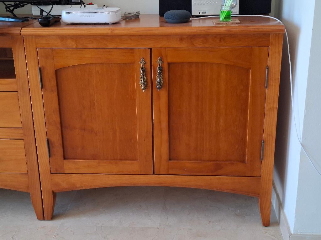 Rechthoekig laag dressoir van massief hout met 2 deuren, Ophalen, Gebruikt, 50 tot 100 cm, Minder dan 100 cm