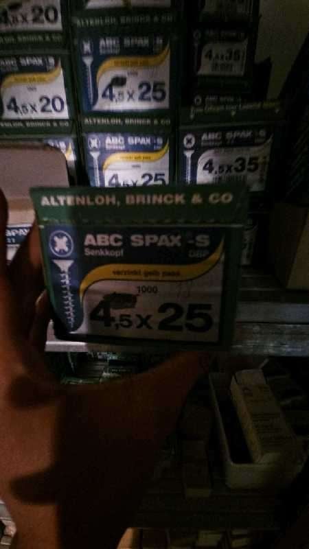 ABC SPAX-S 4,5 x 25 mm schroeven, 1000 st/doos, nieuw, Ophalen, Nieuw, Minder dan 50 mm, Schroeven