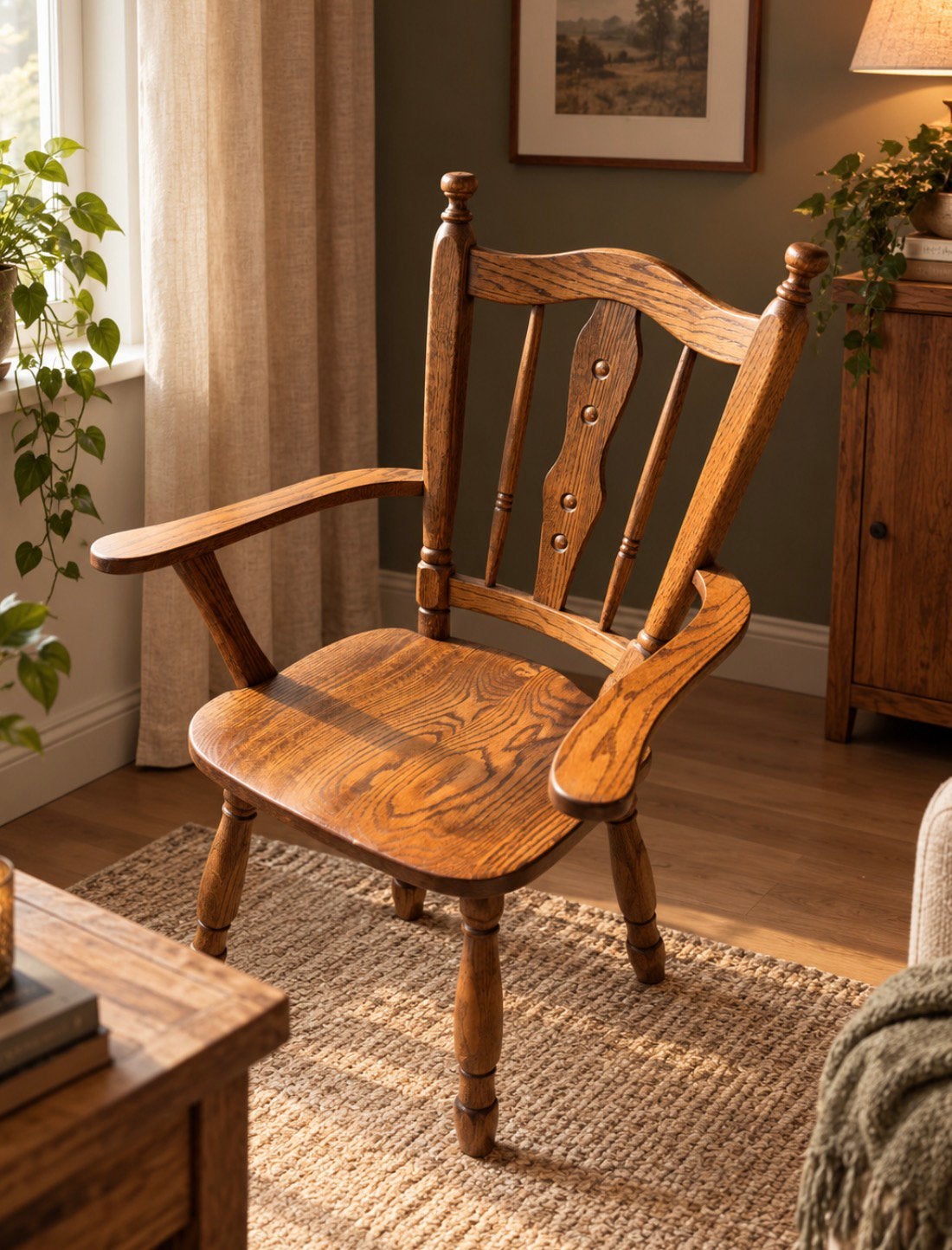 Mooie vintage houten armstoel windsor, Antiek en Kunst, Ophalen